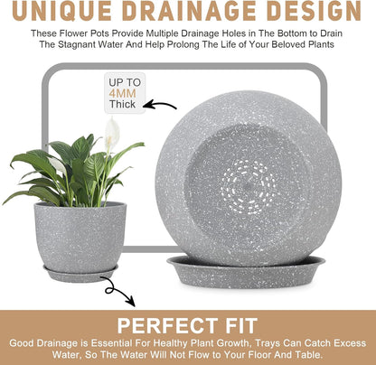 Plant Pots 12/10/9 inch Set of 3, Flower Pots with Multi Mesh Drainage Holes, Large Planters for Indoor Outdoor Garden Plants and Flowers. (Gray)