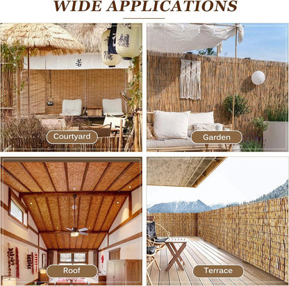 Natural Reed Fencing Rolls: Privacy Bamboo Fence 3/4/5/6ft High Roll Reed Screen, Decorative Bamboo Fencing for Outdoor Balcony Patio Garden Backyard,with Cable Zip Ties(Coffee, 4x16.4ft)