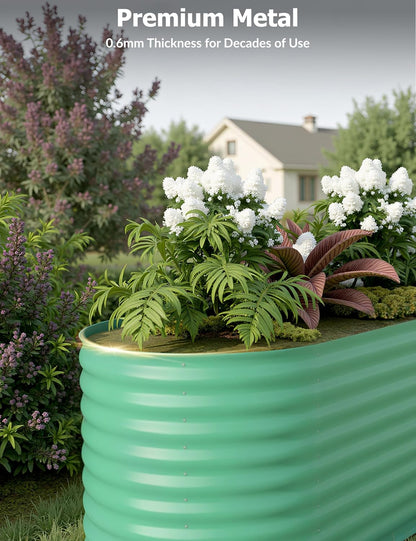 8x2x2ft 2-Pack Raised Garden Bed - Galvanized Steel Outdoor Planter Box for Vegetables, Flowers & Herbs - Durable Rust-Resistant Garden Box, Easy Assembly Raised Beds for Gardening,Green