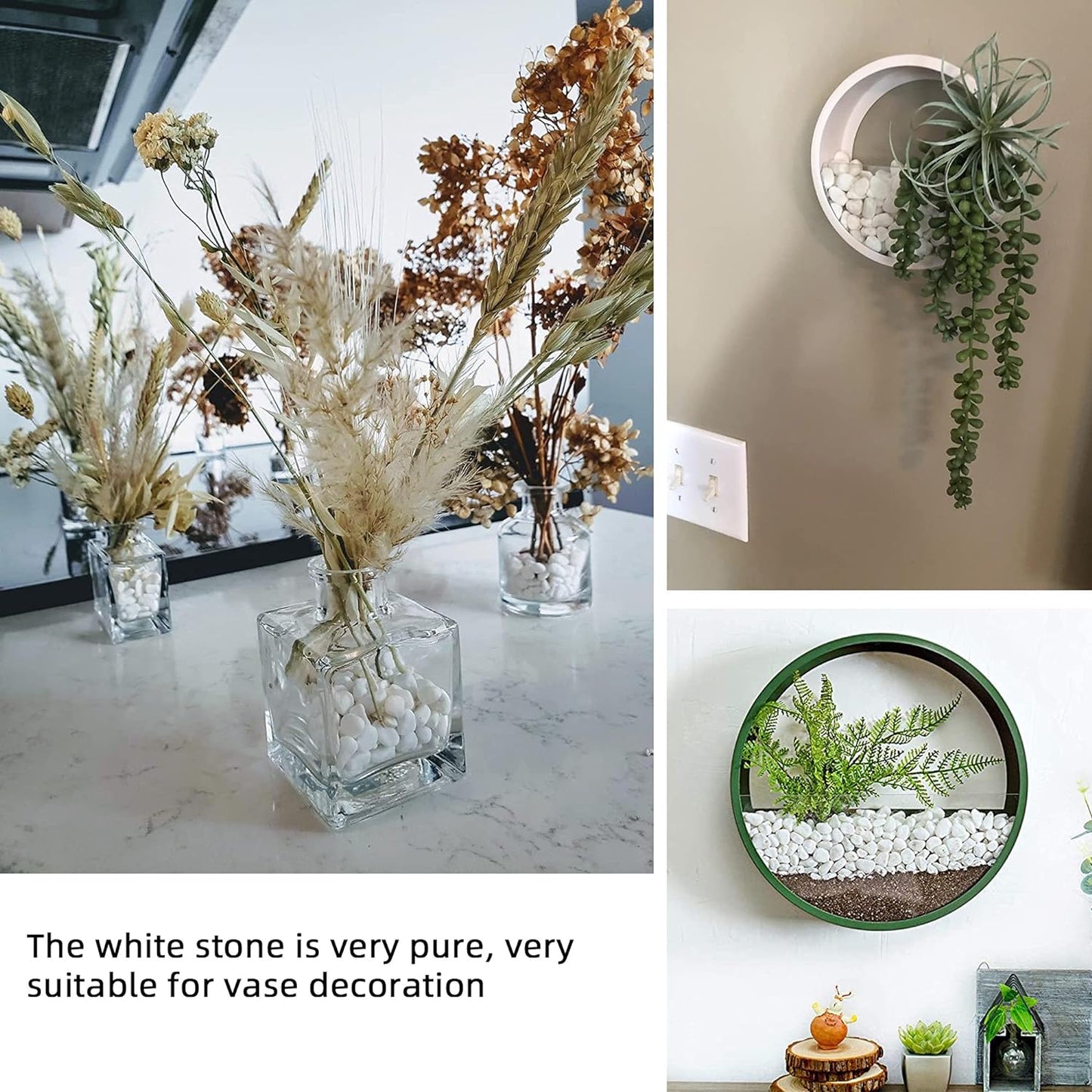 White Pebbles for Plants Garden 18 lb White Rocks Gravel Decorative Stones Landscaping Vase Fillers 1/2"