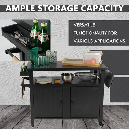 Kozyard BBQ Grill Storage Cart/Bin, Grill Carts Outdoor Storage Cabinet with Wheels, Cooking Prep BBQ Table for Patio Island Home Party Bar (Grey)