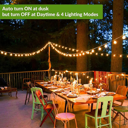 50FT Solar String Lights, Waterproof LED Outdoor String Lights, G40 Globe Patio Lights Solar Powered with 27 Shatterproof E12 Bulbs, 2700K Solar Lights for Outside Porch Garden Backyard Party Decor