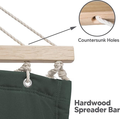SUNCREAT Hammocks Extra Large Double Hammock with 12 ft Stand, 475lbs Capacity, Outdoor Portable Hammock with Hardwood Spreader Bar, Extra Large Pillow, Gray Green