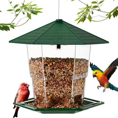 Bird Feeders for Outdoors Hanging Bird Feeder Wild Birds Seed, Green 2 Pack