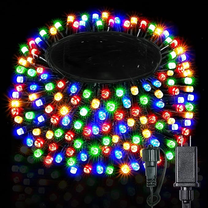 BlcTec Long Christmas Lights Indoor Outdoor, 500 LED 174FT UL Certified Christmas Tree Lights with 8 Lighting Modes, Waterproof, Timer, Memory Function for Trees, Yard, Party, Xmas Decor, Multicolor
