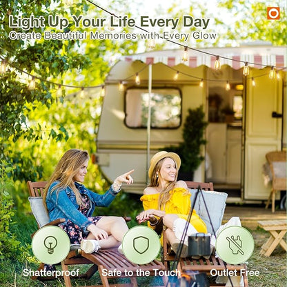 addlon 33(27+6) FT Solar String Lights Waterproof,Patio Light Solar Powered with Remote& USB Port 9+1 LED Shatterproof Bulbs 3 Lighting Modes Outdoor for Camping Backyard Garden