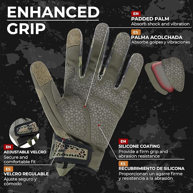 HANDLANDY Work Gloves for Men & Women, Utility Mechanic Working Gloves Touch Screen, Flexible Yard Work Gloves