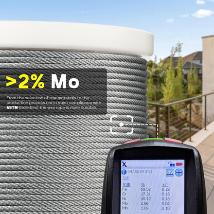 1000FT 1/8" T316 Stainless Steel Cable, Wire Rope Aircraft Cable for Deck Cable Railing Kit and DIY Balustrades, 7x7 Strands Construction, Comes with a Cutter