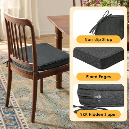 Outdoor Round Corner Seat Cushion, 17"x16"x2", Set of 4, Non Slip Seat Cushion Pads with Removable Cover for Patio Furniture, Garden Yard Lawn, Charcoal Gray