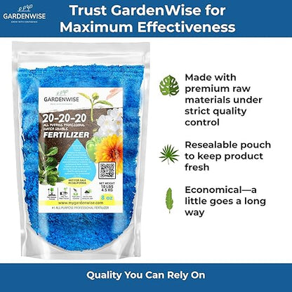 20-20-20 Water-Soluble Fertilizer – Powder for Liquid Plant Food for Indoor & Outdoor Plants, Orchids, Vegetables, Lawns, Flowers – 20 20 20 Fertilizer 4 Quarts (8 lbs)