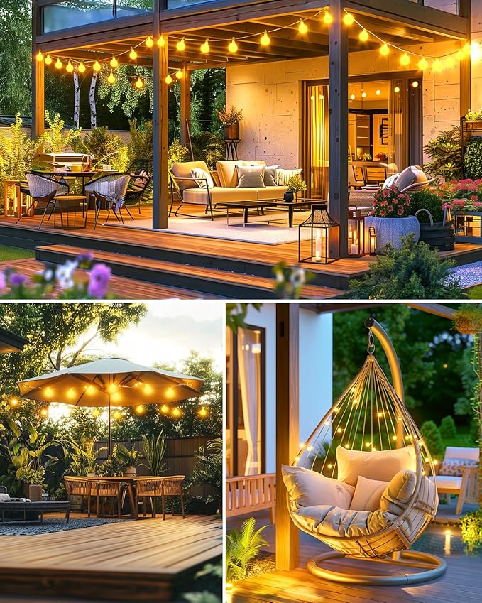 Brightown Solar String Lights Outdoor Waterproof, 19.6Ft 60 LED Globe Solar Patio Lights, 8 Modes Balcony Lights for Yard Patio Tree Canopy Party Camping Balcony Decor(Warm White)