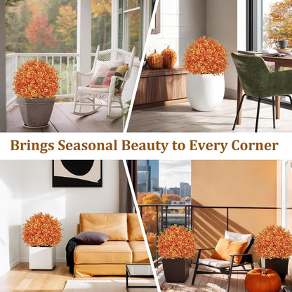 24" Tall Artificial Boxwood Ball Fall Topiary Trees Set of 2, UV Resistant Large Faux Plants Outdoor, 2ft Fake Bushes and Shrubs Look Real with Stake for Front Porch Outside Planter Backyard Decor