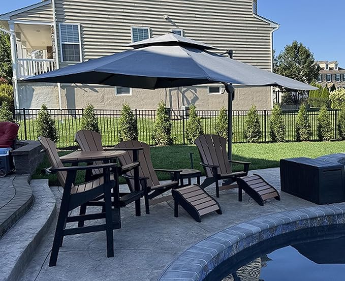 PURPLE LEAF 12 FT Cantilever Patio Umbrella Outdoor Umbrella with 330lbs Base Large Square Windproof Offset Umbrella for Pool Deck Garden, Mist Grey