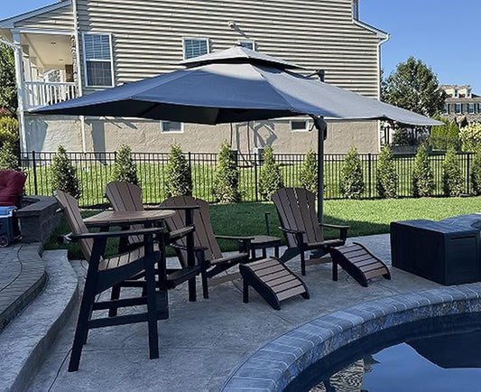 PURPLE LEAF 12 FT Cantilever Patio Umbrella Outdoor Umbrella with 330lbs Base Large Square Windproof Offset Umbrella for Pool Deck Garden, Mist Grey