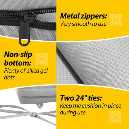 AAAAAcessories Outdoor Seat Cushions for Chairs, Waterproof, Fade-Resistant Patio Furniture Replacement Cushions, 19" x 19" x 3", Set of 2, Gray