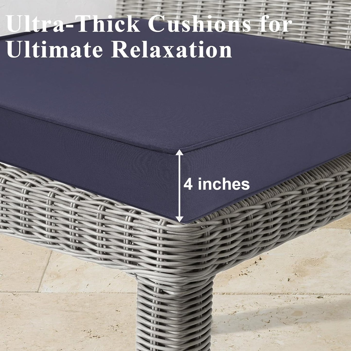 Outdoor Chair Cushions Set of 2 for Patio Furniture 19x19x4 Inch Waterproof Patio Chair Cushion 3 Year Color Fastness Square Elastic Foam Garden Sofa Couch Pads with Ties and Handle,Grey