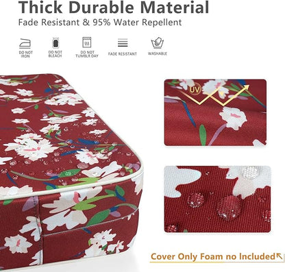 Porch Shield Patio Chair Seat Cushion Covers Set 4, Outdoor Waterproof Fade Resistant Cushion Slipcovers, Replacement Covers Only, 23 x 23 x 4 Inch