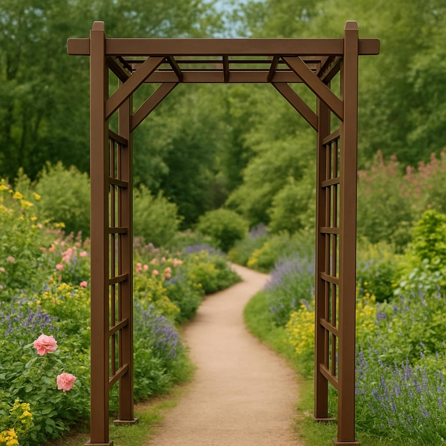 Brown Modern Aluminum Garden Arbor Arch