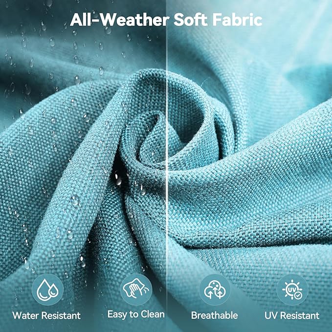 Luxury 6" Outdoor Cushions for Patio Furniture, 24x24x6" Thick Seat Cushion Set of 2, Fade Resistant Couch Chair Replacement Cushions High Density Deep Wicker Chair Cushion w/ Removable Cover, Teal