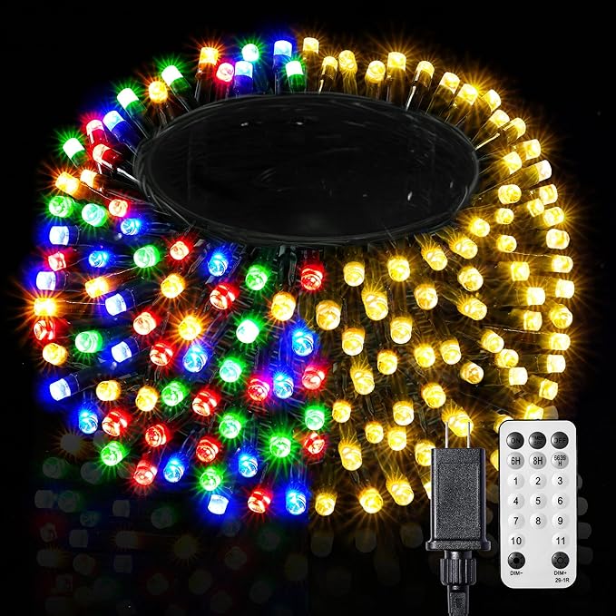 BlcTec Christmas Lights, 300 LED 108FT UL Certified Color Changing Christmas Tree Lights with Remote, 11 Modes, Timer, Waterproof, Connectable String Lights for Xmas Décor, Warm White & Multicolor