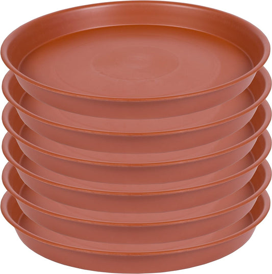 6 Pack of 6 inch Plant Saucer, 4 6 8 10 12 14 16 inch Plant Saucers, Heavy Duty Plastic Plant Water Tray, Planter Drip Trays for Pot, Flower Saucers for Indoors (6 inch, Terracotta)