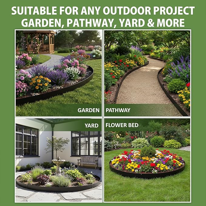 40"x10" Metal Landscape Edging, 6-Pack (20ft Total) – Rustproof Galvanized Steel Garden Border, Lawn & Flower Bed Edging, Decorative Hammer-in Outdoor Landscaping Border for Yard, Pathways & Driveways