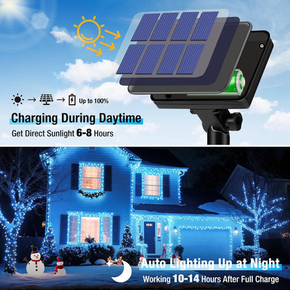 2 Pack Solar String Lights Outdoor - 160LED 66FT Solar Fairy Lights Waterproof 8 Modes, Copper Wire Solar Powered Twinkle Lights for Outside Tree Garden Christmas Wedding Party Decor (Blue White)