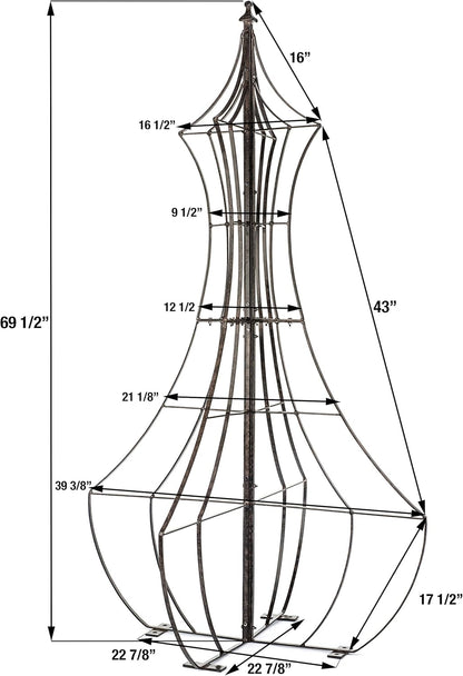 H Potter Garden Trellis for Climbing Plants Wrought Iron Metal Yard Art for Patio Deck or Garden