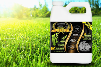 Humic Acid Liquid Aeration Lawn - Humic Acid & Fulvic Acid Liquid Concentrate - 10,000 sq ft - Organic Plant Food Enhancer for Lawn, Plants, Turf Grass & Garden Soil Treatment Conditioner & Aerator