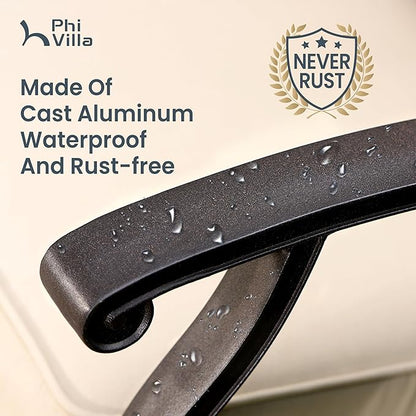 PHI VILLA Cast Aluminum Patio Dining Set for 6, 7 Piece Outdoor Patio Table and Chairs with 63" x 37.4" Aluminum Table(2.3" Umbrella Hole) and 6 Extra Wide Dining Chairs with Cushions