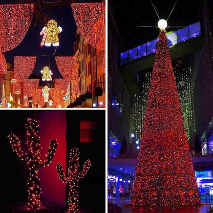 Solar Christmas String Lights Outdoor Waterproof 2PK 500LED 180FT Twinkle Lights, IP65 Waterproof Solar Powered LED Fairy Light with 8 Modes for Christmas Tree Wedding Garden Decoration, Red & White