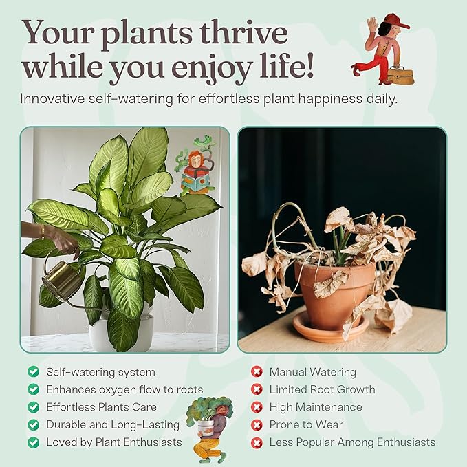 Tendril The SWAP+ Self-Watering Planter | 10" Ceramic Indoor Pot with Air-Pruning Liner, Tools & Repotting Mat