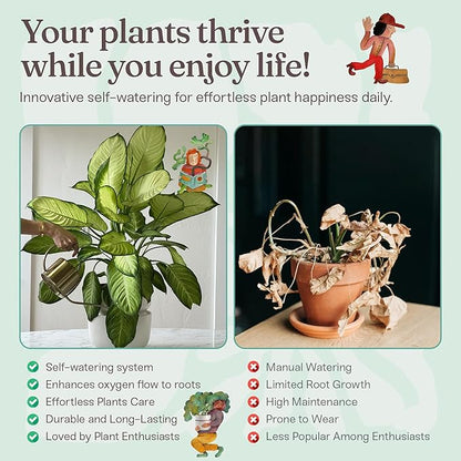 Tendril The SWAP+ Self-Watering Planter | 10" Ceramic Indoor Pot with Air-Pruning Liner, Tools & Repotting Mat