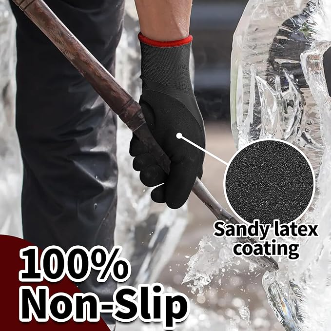 Schwer Waterproof Winter Work Gloves, ANSI A2 Cut Resistant Freezer Gloves for Outdoor Cold Weather Keep Hands Warm, Thermal Insulated Gloves for Shoveling Snow, Ice Fishing, Super Grip, XXL