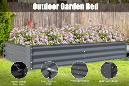 Domi Galvanized Raised Garden Bed, Outdoor Planter Garden Boxes Large Metal Planter Box for Gardening Vegetables Fruits Flowers, Dark Grey(8x4x1ft)