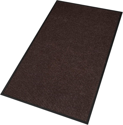 Low Profile Rubber Door Mat, 72x48inch, Heavy Duty, Entrance Doormat, Indoor and Outdoor, Waterproof, Easy Clean Shoe Scraper, Home Rug Welcome Mats for Entryway, Patio, Porch, Brown