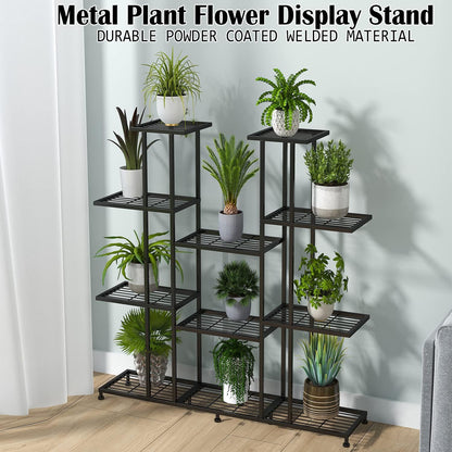 Heavy Duty Metal Plant Stand, large Multifunctional Plant Stand for Indoor Outdoor, for Tall Large Rack for Living Room Garden Balcony, Black(9 Tier)