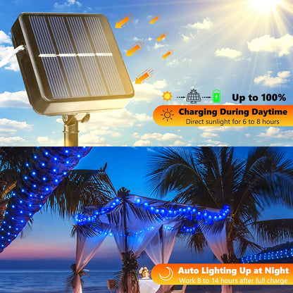 Joomer Solar Fairy Lights, 2-Pack Total 80FT 240LED Solar String Lights Outdoor Waterproof 8 Lighting Modes for Fence Party Garden Patio Yard Home Holiday Tree Outdoor Decoration (Blue)