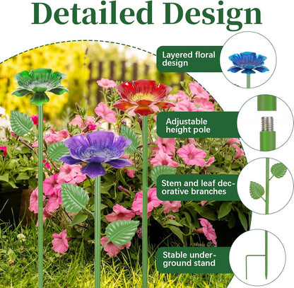 4 Pack Bee Watering Station - Flowers Butterfly Feeder, Bee Water Feeders for Outside, Metal Garden Decor, Bee Baths for Garden Yard Patio (Blue,Yellow,Red,Green)