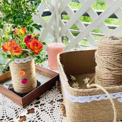 XSEINO 1200 Feet Natural Jute Twine Strong Garden Twine Rope for Arts Crafts Gift Wrapping Gardening Tomato Climbing Plant Tie Floristry Packing Decor