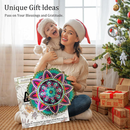 Hanging Wind Spinners for Yard and Garden Mandala Purple Star,Kinetic Wind Spinners Outdoor Worth Gift Christmas Decorations,12Inch Stainless Steel Wind Spinner for Outdoor&Indoor Decor