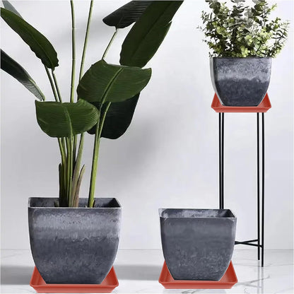 5 Pack Square Plant Saucer 14 Inch, Large Plant Saucers for Pots, Durable Plastic Plant Trays Plant Pot Saucers, Square Planters for Indoors and Outdoors Plants.