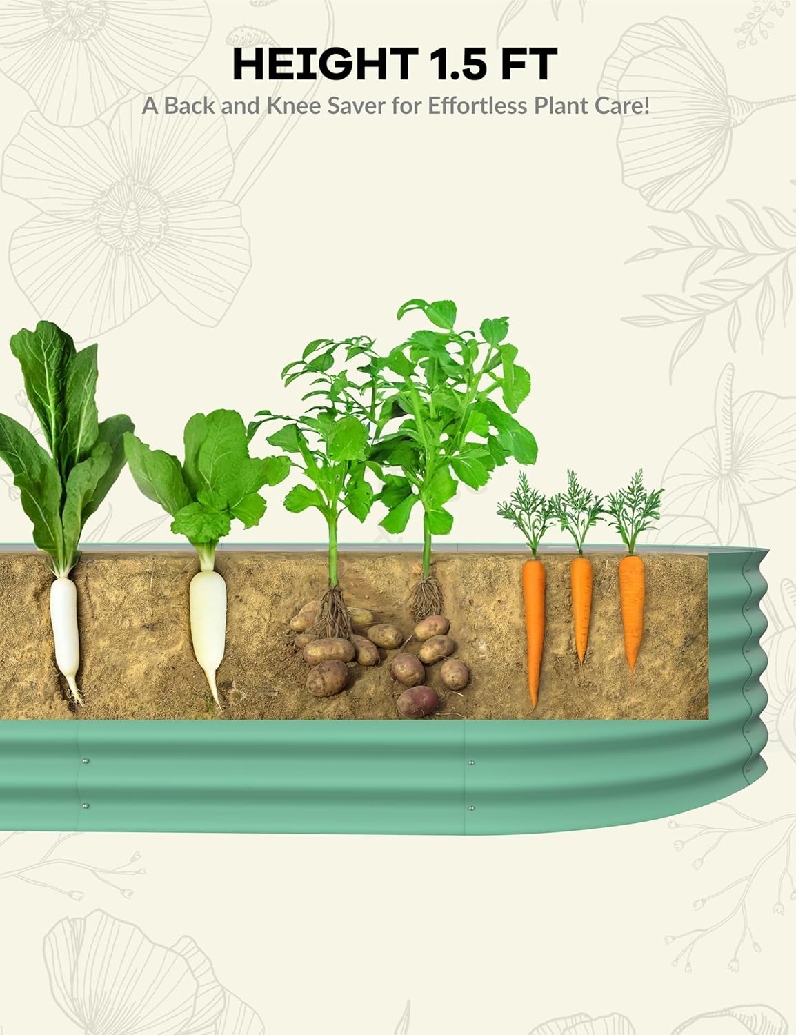 2 Pcs Raised Garden Beds Outdoor 8x2x1.5 ft - Galvanized Steel Planter Box for Vegetables, Flowers, Rust-Resistant Garden Box, Easy Assembly Raised Beds, Durable Planters for Outdoor Plants, Green