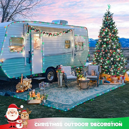 JMEXSUSS Red White and Green Christmas Lights, 2 Pack 100 LED 33 FT Solar Christmas Lights Outdoor Waterproof, Outdoor Solar String Lights for Outside Garden Yard Christmas Tree Decor