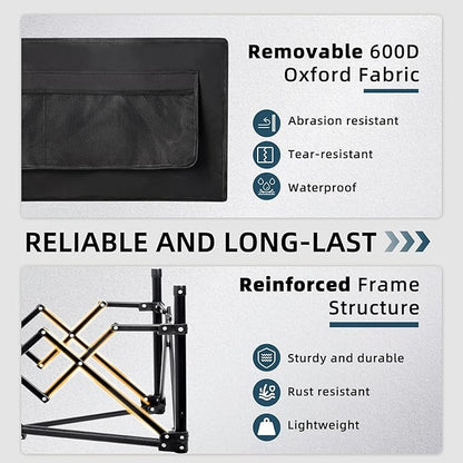 Favoyard Collapsible Wagon Carts Foldable 150L & 360LBS Portable Folding Wagons with All-Terrain Wheels & Brakes Heavy Duty Outdoor Utility Cart for Grocery Camping Shopping Sports Garden, Black