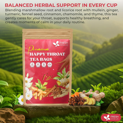 Premium Happy Throat Herbal Tea – 135 Bags Of Supper Tea Blend: Marshmallow Root, Slippery Elm & Ginger – Dry & Sore Throat Relief – Caffeine-Free, No Honey, No Citrus – No Sugar