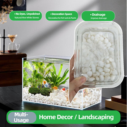 15LB White Gravel for Succulents and Cactus, 0.6 Inch Natural Unpolished Crushed River Rocks for Plants, Vases, Aquariums, Terrariums, Planters, Outdoor Gardening & Landscaping Decorative Stones