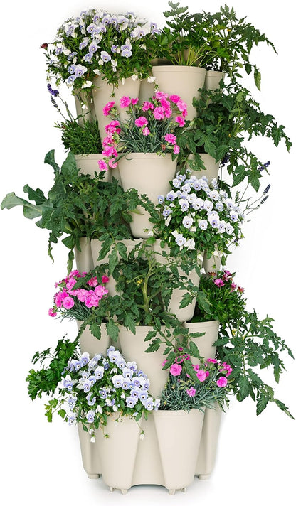 Greenstalk Patented Large 5 Tier Vertical Garden Planter with Patented Internal Watering System Great for Growing a Variety of Strawberries, Vegetables, Herbs, & Flowers (Stunning Stone)