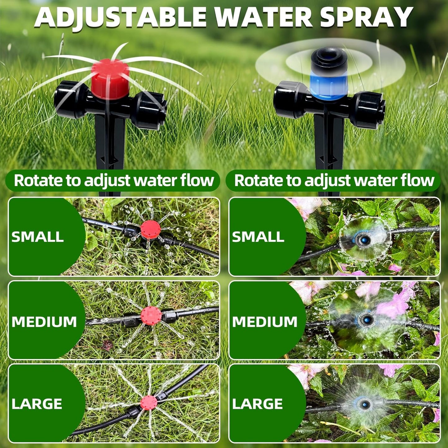 50FT Drip Irrigation System, 2025 Quick Connector Garden Irrigation System, Adjustable Nozzle, Garden Watering System with 1/4 '' Pipe, Garden, Vegetable, Greenhouse, Lawn Sprinkler