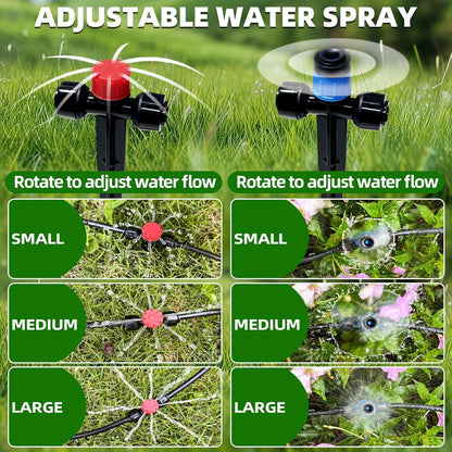 82FT Drip Irrigation System, 2025 Quick Connector Garden Irrigation System, Adjustable Nozzle, Garden Watering System with 1/4 '' Pipe, Garden, Vegetable, Greenhouse, Lawn Sprinkler